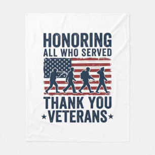 Honouring All Who Served Thank You Veterans Shirt_ Fleece Blanket