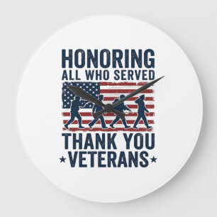 Honouring All Who Served Thank You Veterans Shirt_ Large Clock