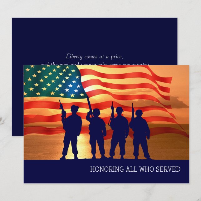 Honouring all who served. Veterans Day  Flat Cards (Front/Back)
