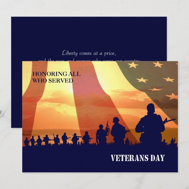 Honouring all who served. Veterans Day Flat Cards (Front/Back)