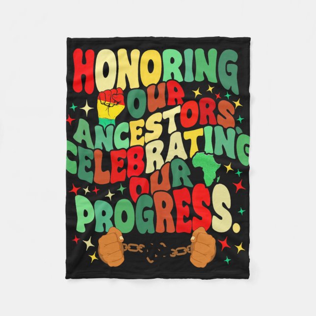Honouring Our Ancestors Celebrating Our Progress J Fleece Blanket (Front)