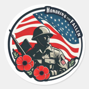 Honouring the Fallen on Memorial Day Classic Round Sticker