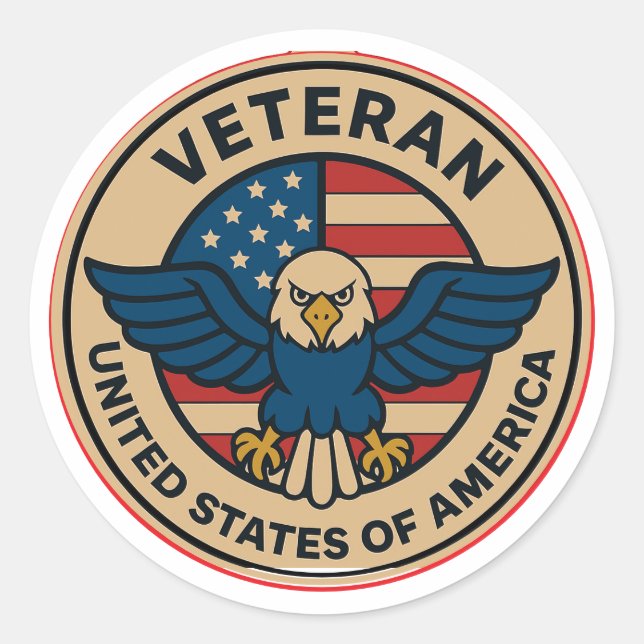 Honouring Veterans with American Flag Classic Round Sticker (Front)
