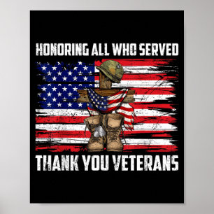 Honouring Who Served Thank Veterans USA Memorial Poster