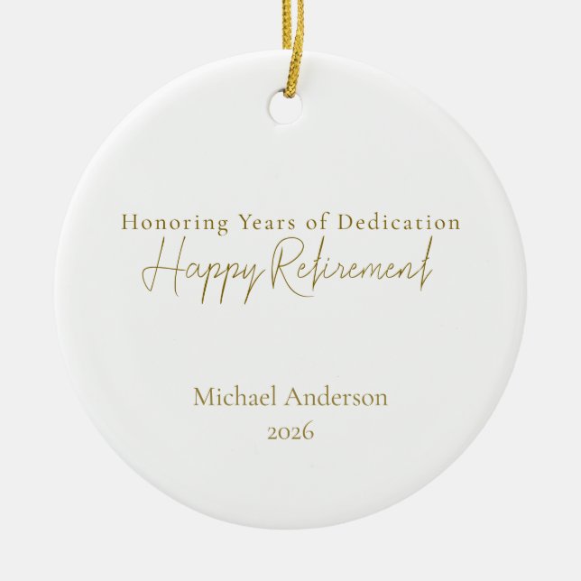 Honouring Years of Dedication Personalized  Ceramic Ornament (Front)