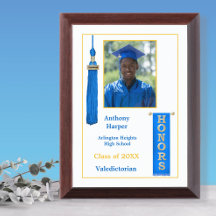 Honours Graduation Blue Photo Award Plaque