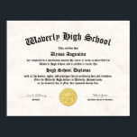 Honours High School Diploma Replica Poster<br><div class="desc">Need a reprint of your honours high school diploma to frame? Just personalize and order!</div>