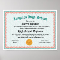 Honours High School Diploma Replica 