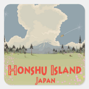 Honshu Island,Japan travel poster Square Sticker