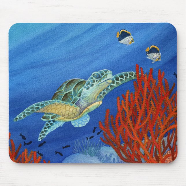 Honu and Black Coral Mouse Pad (Front)