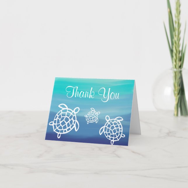 Honu Beach Ocean Turtles Thank You Card (Front)