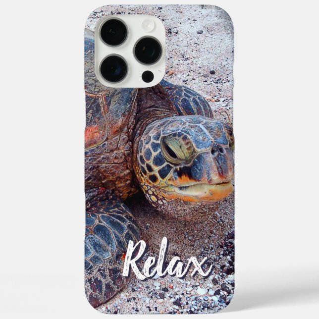 Honu Hawaii Sea Turtle Photo Relax Script Quote Case-Mate iPhone Case (Back)