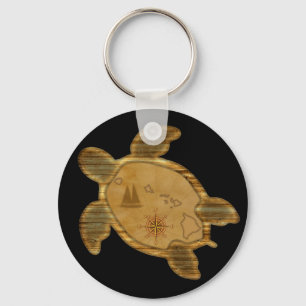 Honu Hawaiian Map Keychain