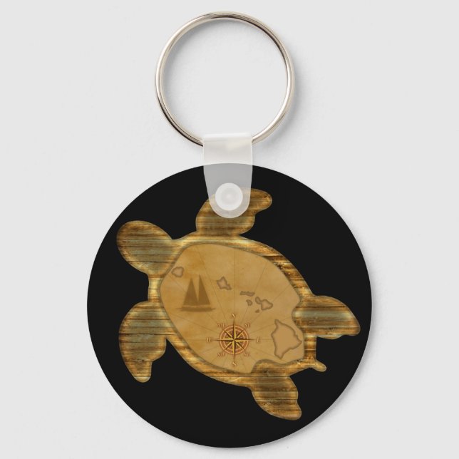 Honu Hawaiian Map Keychain (Front)