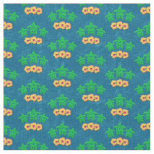 Honu Hawaiian Tribal Green Sea Turtles Fabric