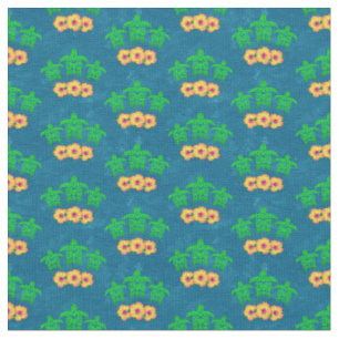 Honu Hawaiian Tribal Green Sea Turtles Fabric