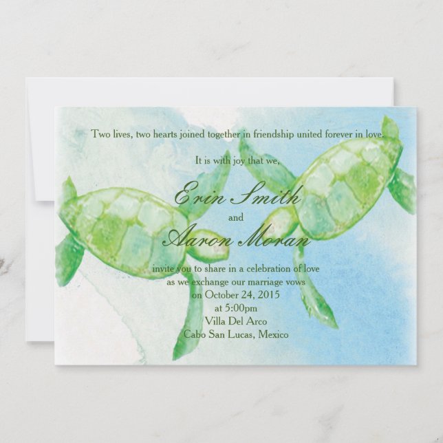 Honu Pair Wedding Invitation (Front)