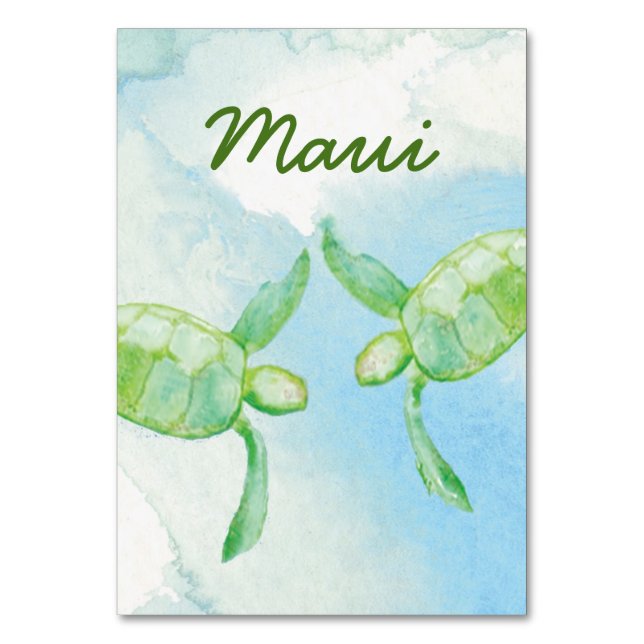 Honu Pair Wedding Table Card (Front)