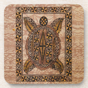 Honu Primitive Hawaiian Tattoo Tapa Coaster