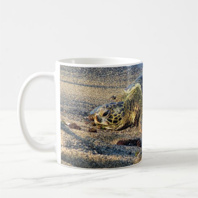 Honu Resting on the Sand Coffee Mug (Left)