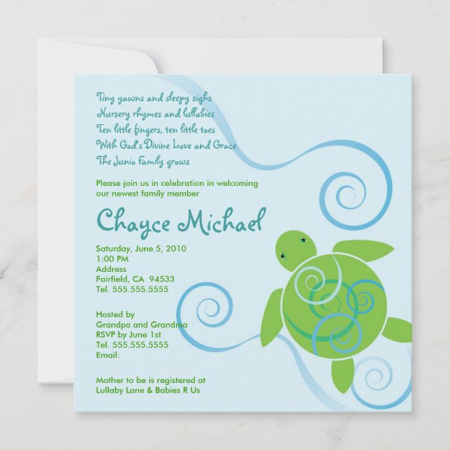 Honu se lance avec une invitation au Baby shower p (Devant)