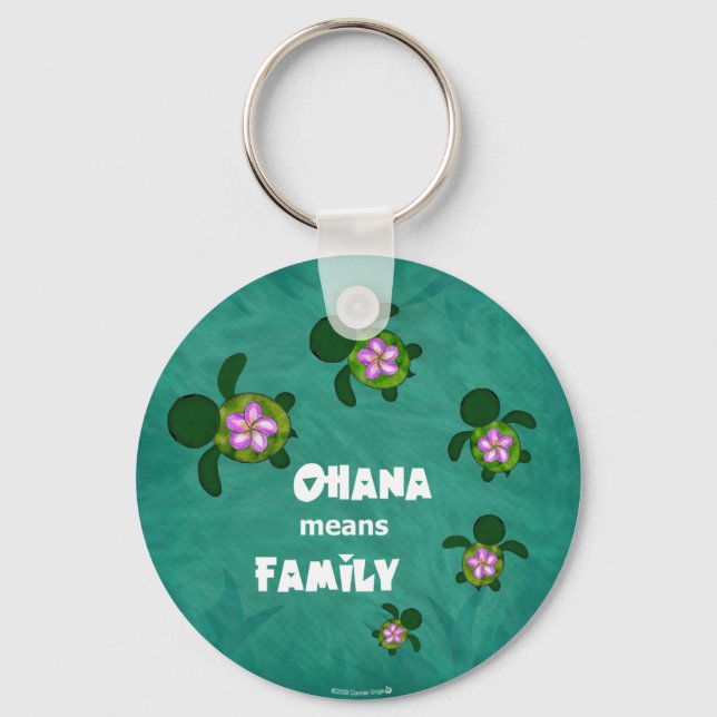 Honu Sea Family_circle Keychain (Front)