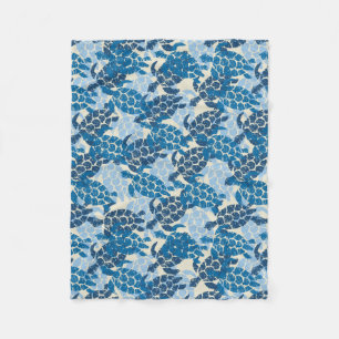 Honu Sea Turtle Hawaiian Aloha - Indigo Fleece Blanket