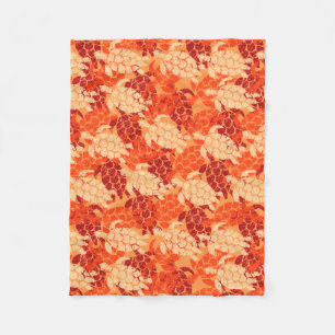 Honu Sea Turtle Hawaiian Aloha - Papaya Fleece Blanket