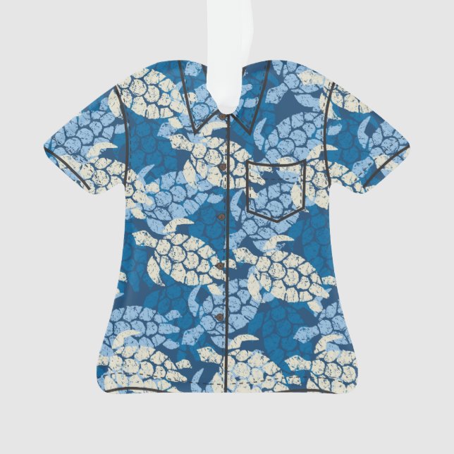 Honu Sea Turtle Hawaiian Aloha Shirt Ornament (Front)