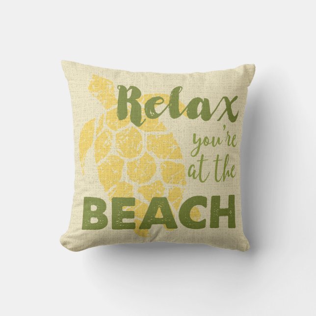 Honu Sea Turtle Hawaiian Relax Beach Reversible Outdoor Pillow (Front)