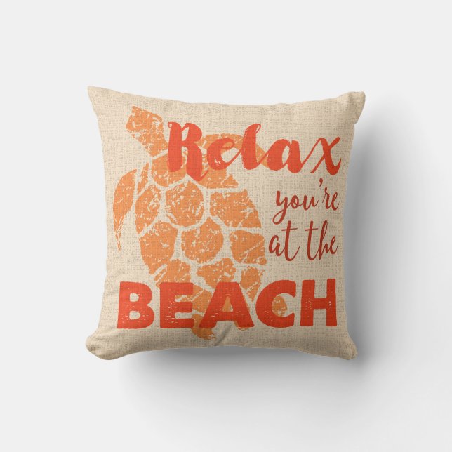 Honu Sea Turtle Hawaiian Relax Beach Reversible Outdoor Pillow (Front)
