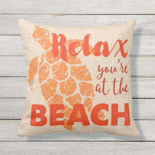 Honu Sea Turtle Hawaiian Relax Beach Reversible Outdoor Pillow