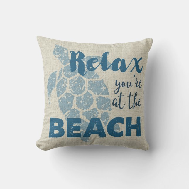 Honu Sea Turtle Hawaiian Relax Beach Reversible Throw Pillow (Front)