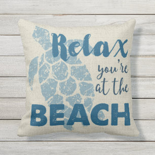 Honu Sea Turtle Hawaiian Relax Beach Reversible Throw Pillow