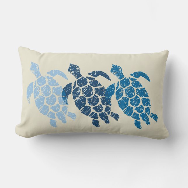 Honu Sea Turtle Hawaiian Reversible Engineered Lumbar Pillow (Front)
