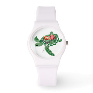 Honu sea turtle with hibiscus watch