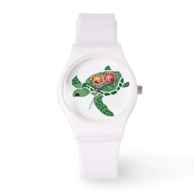 Honu sea turtle with hibiscus watch (Front)