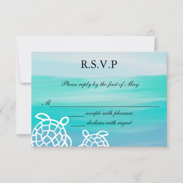 Honu Sea Turtles Beach Wedding RSVP Response (Front)
