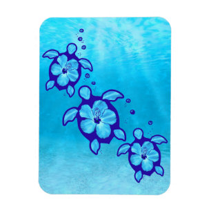 Honu Sea Turtles Flowers Magnet