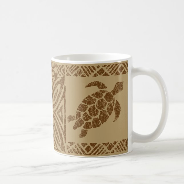 Honu Tapa Hawaiian Primitive Turtle Coffee Mug (Right)