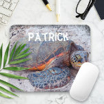 Honu Tropical Hawaii Sea Turtle Photo Custom Name Mouse Pad<br><div class="desc">Hawaiian sea turtles certainly know how to relax in the sun. Drift back to the warm breezes of the Hawaiian Islands with this calming and colourful photography personalized name mousepad. Just type in the personalized name of your choice and you can easily customize this mousepad. I also offer customization on...</div>
