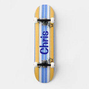Honu Turtles Blue Stripes Skateboard
