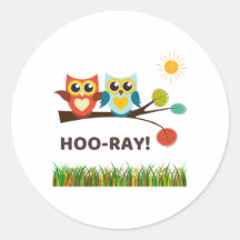 Hoo-Ray Pun Round Sticker
