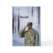 Hooah Army Card with Saluting Man Trees & Jet