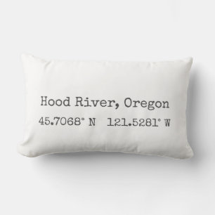 Hood River, Oregon Coordinates Lumbar Pillow