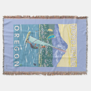 Hood River, ORWind Surfers & Kite Boarders Throw Blanket