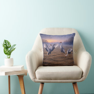 Hooded Cranes in Winter -  Throw Pillow