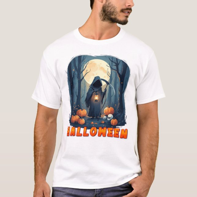 Hooded Figure Holding Lantern T-Shirt (Front)