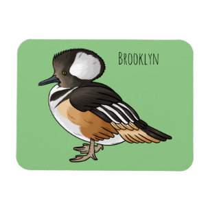 Hooded merganser bird cartoon illustration Magnet