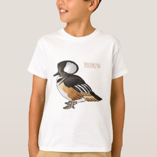  Hooded merganser bird cartoon illustration  T-Shirt
